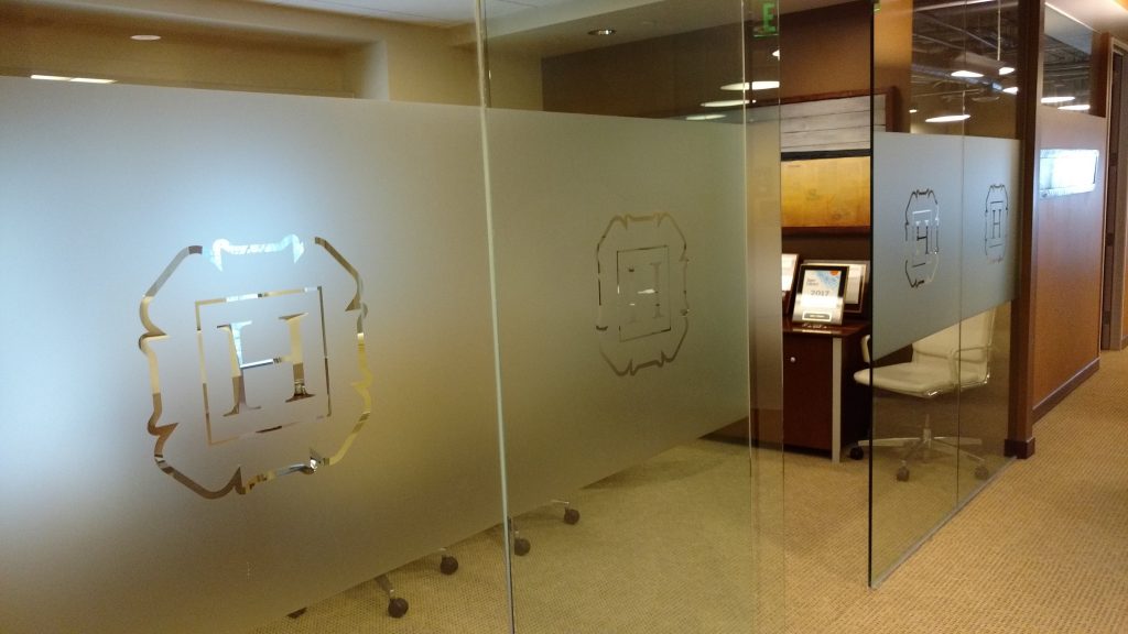 Custom frosted window graphics and window decal